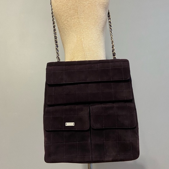 100% AUTHENTIC CHANEL SUEDE MULTI POCKET CHAIN CROSSBODY MADEMOISELLE BAG - Picture 10 of 16